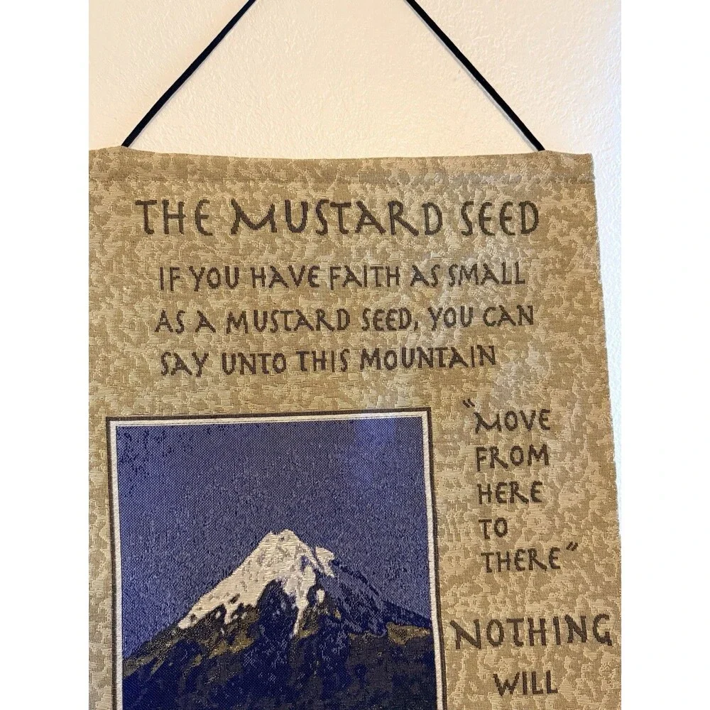 Mustard Seed Inspirational Wall Hanging Tapestry Scroll 26